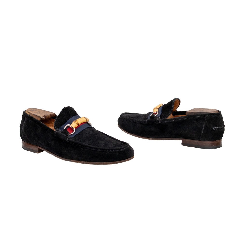 Gucci Bamboo Horsebit Black Suede Loafers US 10.5 UK 9.5 EU 43.5 MSRP $920